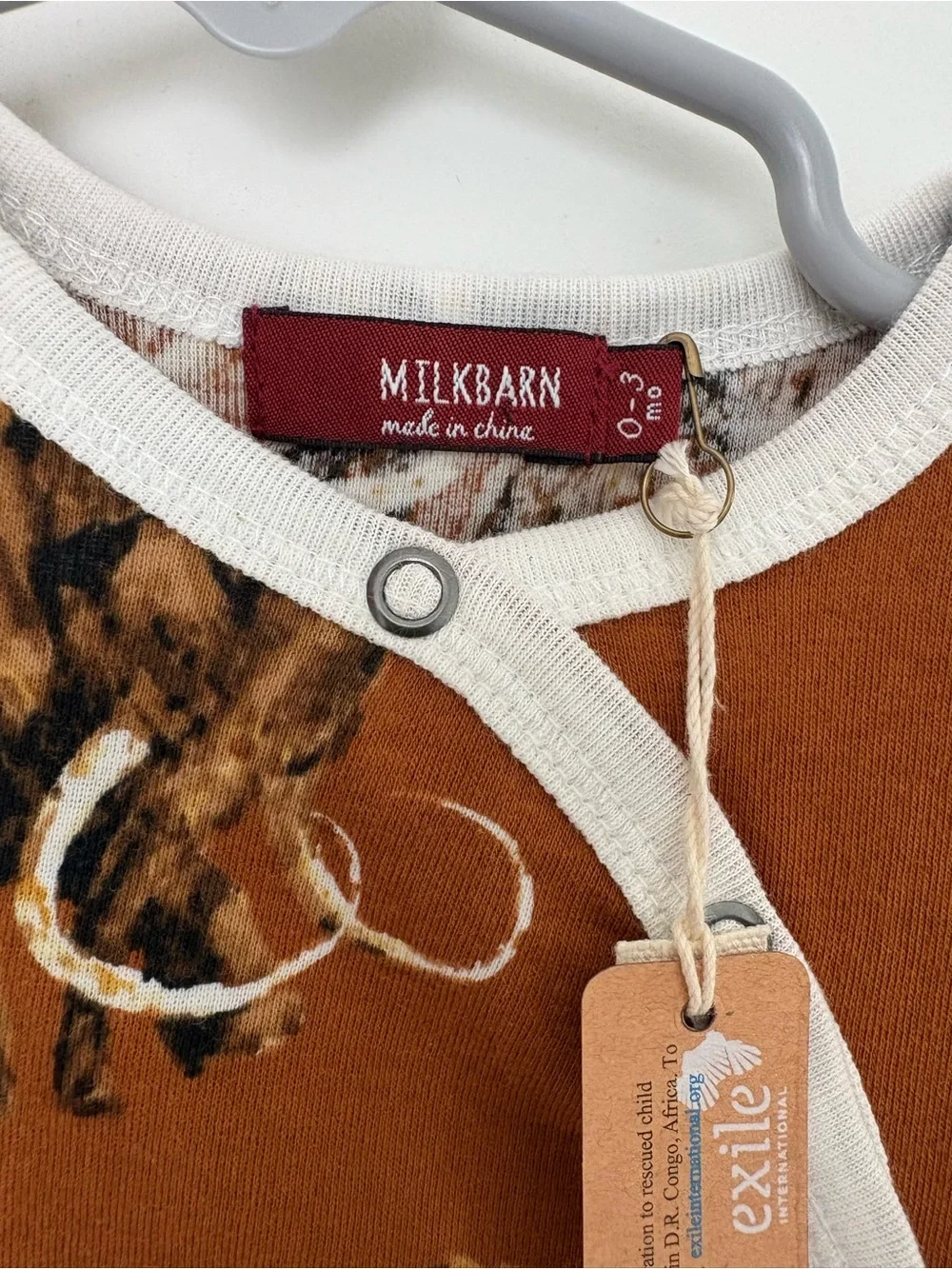 Milkbarn Woolly Mammoth Print Footed One-Piece